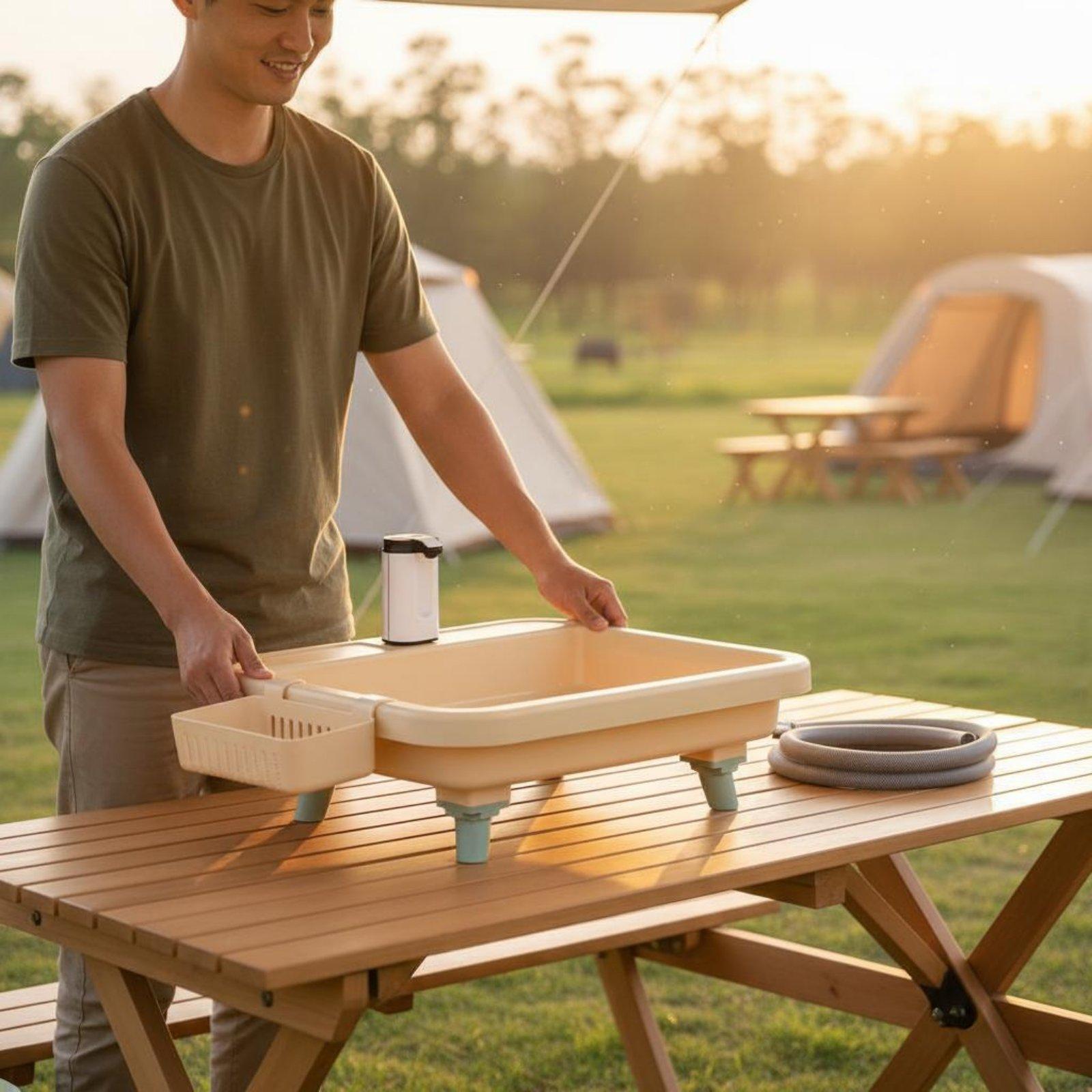 Camping - Draagbare kampeerspoelbak met ingebouwde kraan en