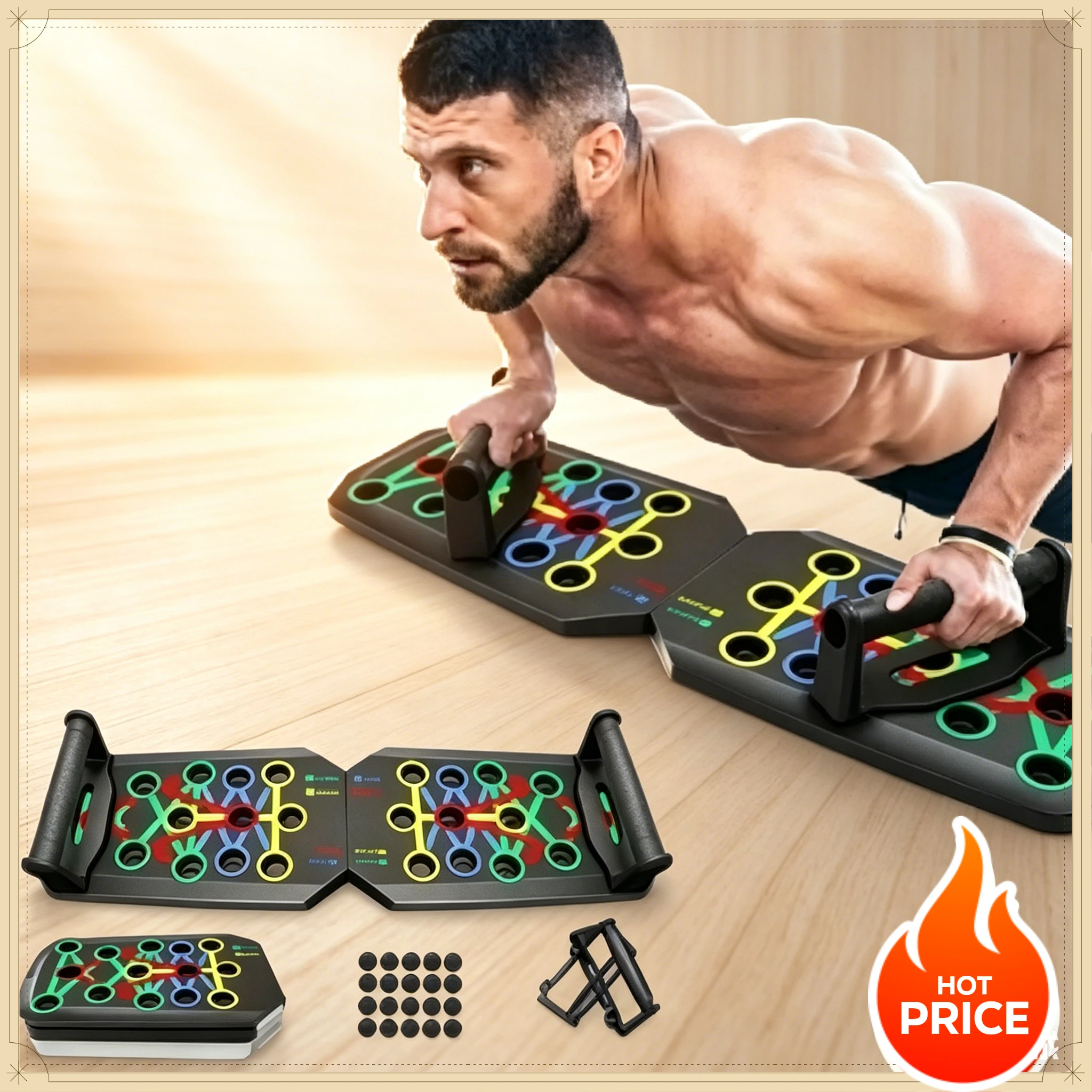 Push Up Board Foldable Multi Function - Huishoudelijk opvouwbaar push-up rek, multifunctioneel spiertrainingsbord,