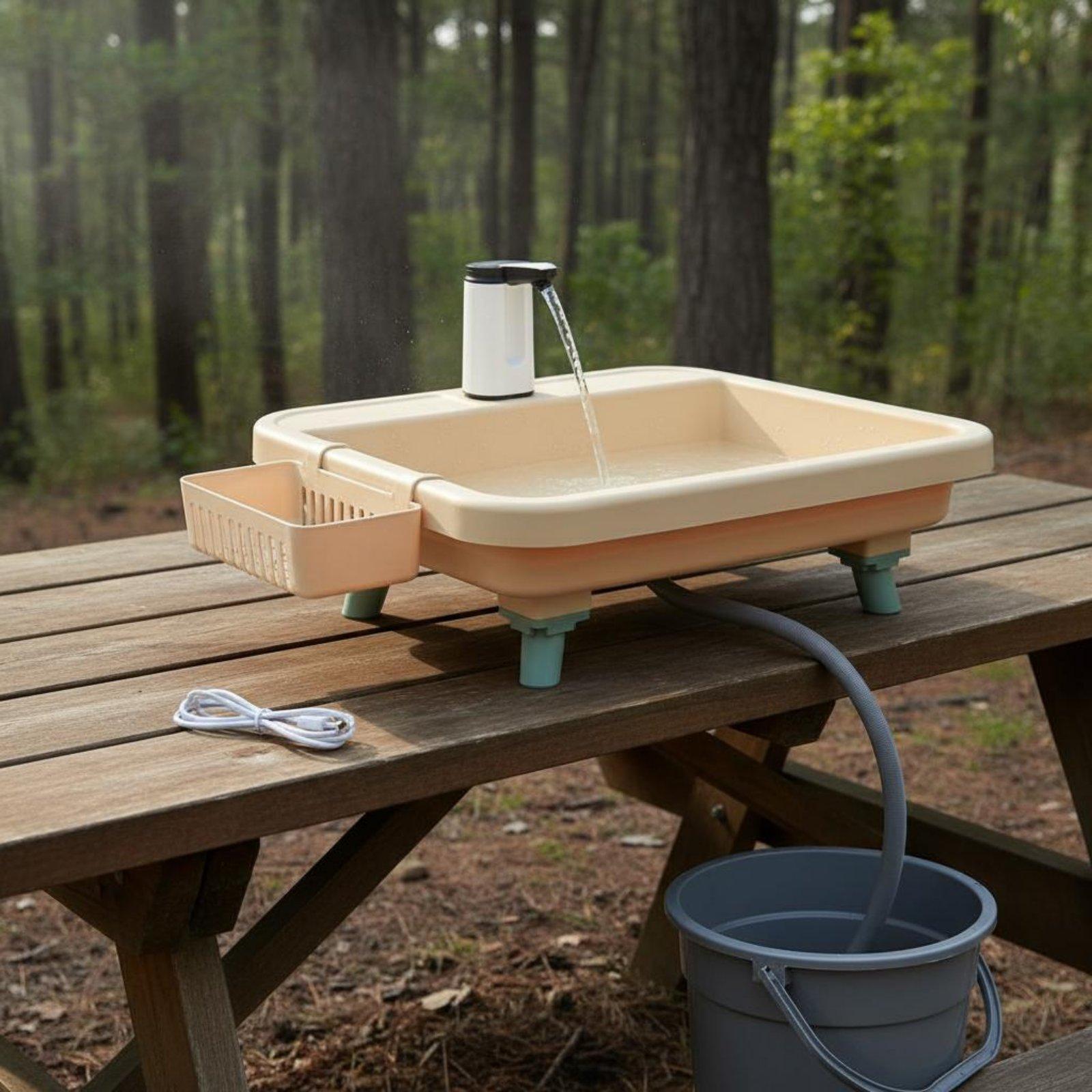 Camping - Draagbare buitenwastafel met elektrische waterpomp en