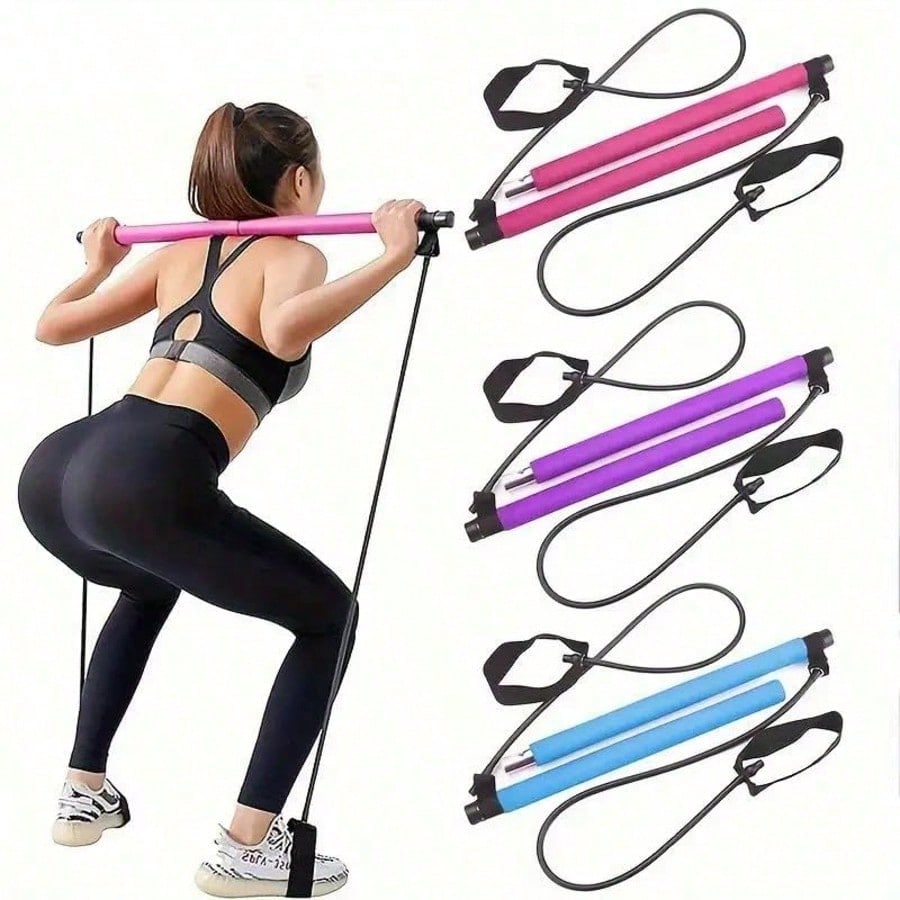 Pilates Bar Kit With Resistance Bands - Pilates Bar Kit met weerstandsband, draagbare