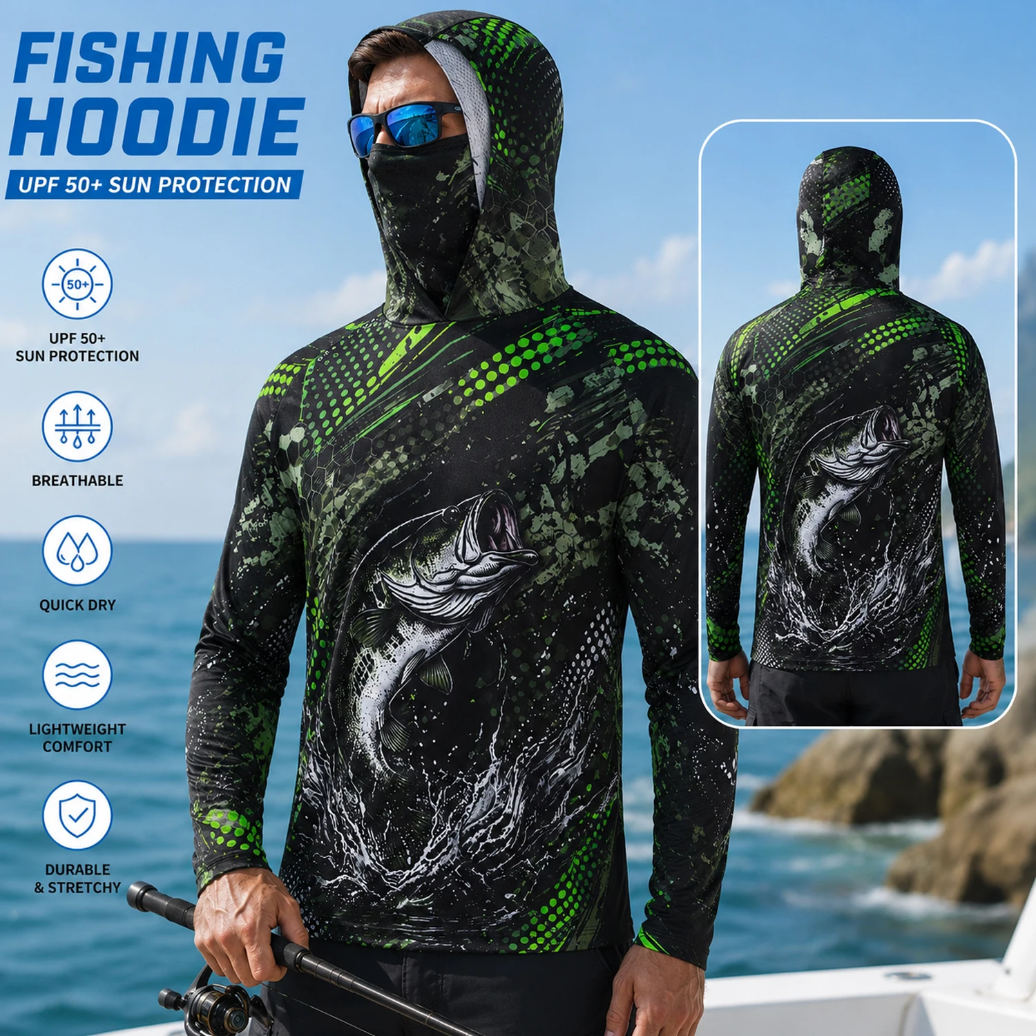 Hiking - Heren Pro Angler Bass Fishing Hooded
