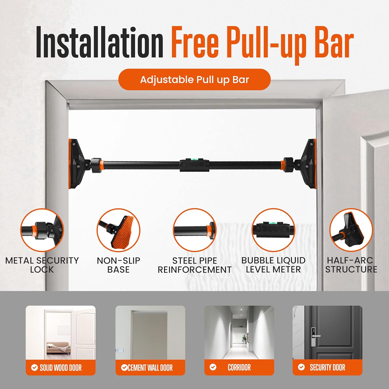 Pull-up/kin-up bar voor deurko - Door Pull Up Bar No Screw recensie en prijs