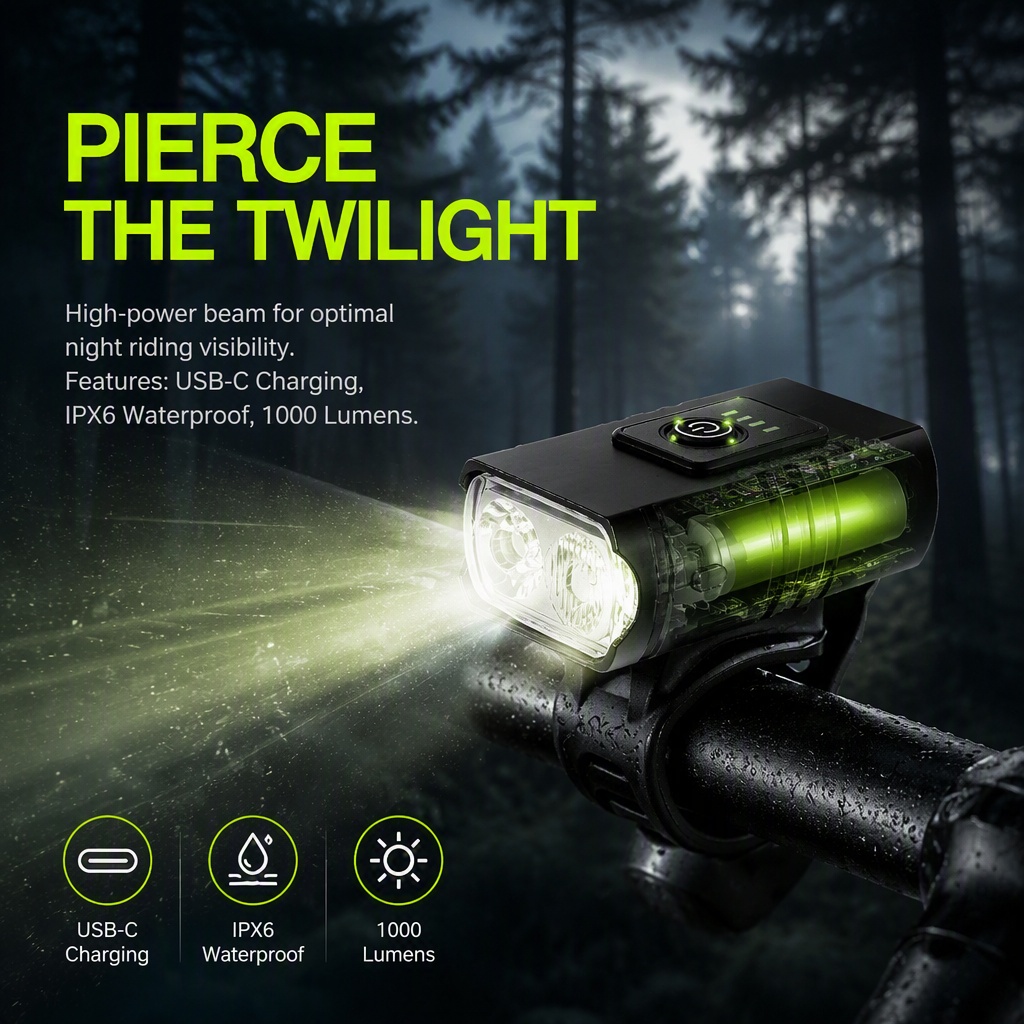 Fietslamp USB Oplaadbare LED F - Rechargeable Bicycle Headlight 1000 Lumen recensie en prijs